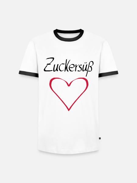 zuckersuess herz - Männer Kontrast-T-Shirt - Weiß/Schwarz