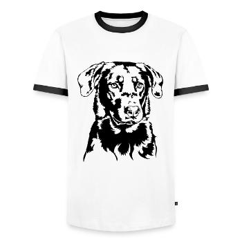 BEAUCERON Dog Portrait Dog Dog Wilsigns - Men's Ringer Shirt - white/black - Front - AI Model Female 172 light (172cm) & AI Model Male 178 dark (178cm)