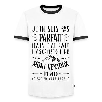 Parfait Mont Ventoux en Vélo Humour Vélo Cycliste - T-shirt contrasté Homme - blanc/noir - Devant - AI Model Female 172 light (172cm) & AI Model Male 178 dark (178cm)