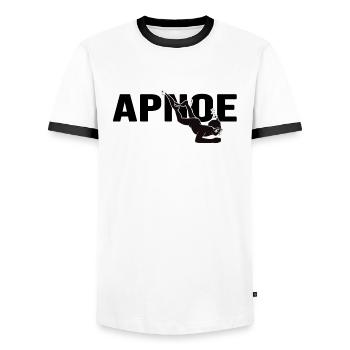apnoe streckentauchen apnoetaucher freediving - Männer Kontrast-T-Shirt - Weiß/Schwarz - Vorne - AI Model Female 172 light (172cm) & AI Model Male 178 dark (178cm)