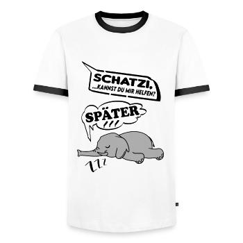 Schatzi kannst du mir helfen Elefant Help me - Männer Kontrast-T-Shirt - Weiß/Schwarz - Vorne - AI Model Female 172 light (172cm) & AI Model Male 178 dark (178cm)