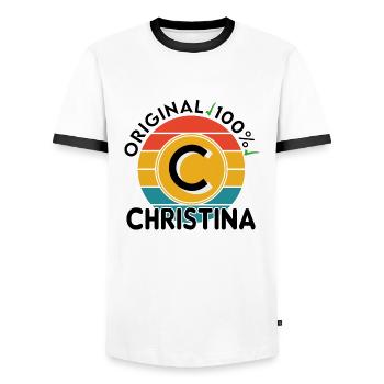 Christina - Männer Kontrast-T-Shirt - Weiß/Schwarz - Vorne - AI Model Female 172 light (172cm) & AI Model Male 178 dark (178cm)