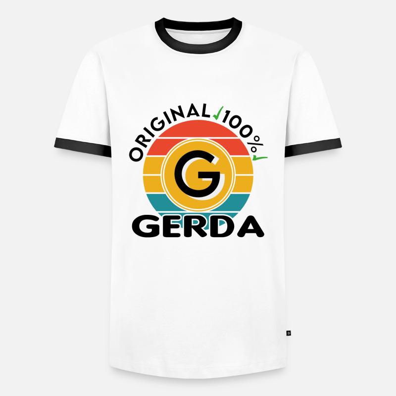 Gerda - Männer Kontrast-T-Shirt - Weiß/Schwarz