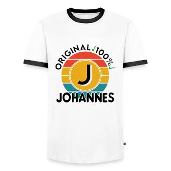 Johannes - Männer Kontrast-T-Shirt - Weiß/Schwarz - Vorne - AI Model Female 172 light (172cm) & AI Model Male 178 dark (178cm)
