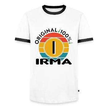 Irma - Männer Kontrast-T-Shirt - Weiß/Schwarz - Vorne - AI Model Female 172 light (172cm) & AI Model Male 178 dark (178cm)