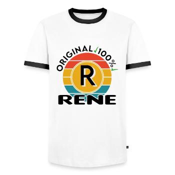 Rene - Männer Kontrast-T-Shirt - Weiß/Schwarz - Vorne - AI Model Female 172 light (172cm) & AI Model Male 178 dark (178cm)