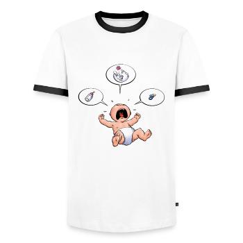 CD - Baby Kreisch Flasche Windel Schnuller Essen - - Männer Kontrast-T-Shirt - Weiß/Schwarz - Vorne - AI Model Female 172 light (172cm) & AI Model Male 178 dark (178cm)