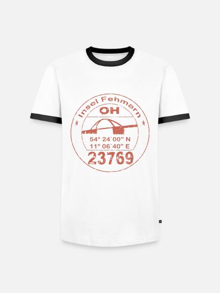 Fehmarn Stempel - Männer Kontrast-T-Shirt - Weiß/Schwarz