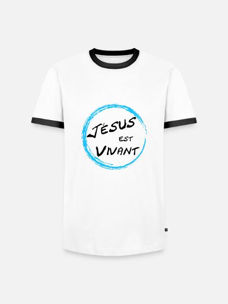 Jésus est vivant - T-shirt contrasté Homme - blanc/noir