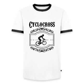 Cyclocross Bike Ride Gift Bike Cross - Men's Ringer Shirt - white/black - Front - AI Model Female 172 light (172cm) & AI Model Male 178 dark (178cm)