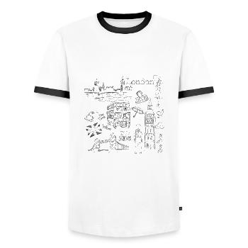 Londres - T-shirt contrasté Homme - blanc/noir - Devant - AI Model Female 172 light (172cm) & AI Model Male 178 dark (178cm)