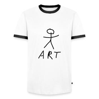 Art cadeau stick figure art - T-shirt contrasté Homme - blanc/noir - Devant - AI Model Female 172 light (172cm) & AI Model Male 178 dark (178cm)