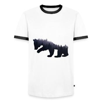 Bear Forest Nature - Gift - Men's Ringer Shirt - white/black - Front - AI Model Female 172 light (172cm) & AI Model Male 178 dark (178cm)