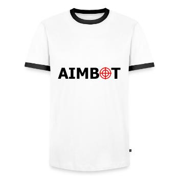 AIMBOT - Männer Kontrast-T-Shirt - Weiß/Schwarz - Vorne - AI Model Female 172 light (172cm) & AI Model Male 178 dark (178cm)