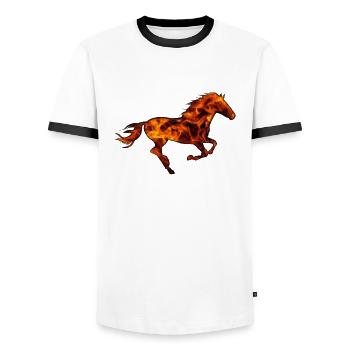 Cheval de cheval - T-shirt contrasté Homme - blanc/noir - Devant - AI Model Female 172 light (172cm) & AI Model Male 178 dark (178cm)