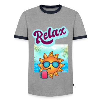 DETENTE RELAXATION - T-shirt contrasté Homme - gris/marine  - Devant - AI Model Female 172 light (172cm) & AI Model Male 178 light (178cm)