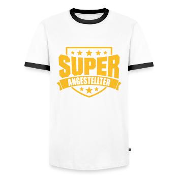 Super Angestellter - Männer Kontrast-T-Shirt - Weiß/Schwarz - Vorne - AI Model Female 172 light (172cm) & AI Model Male 178 dark (178cm)