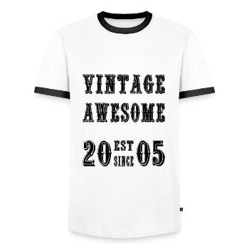 Vintage Awesome EST SINCE 2005 Birthday - Men's Ringer Shirt - white/black - Front - AI Model Female 172 light (172cm) & AI Model Male 178 dark (178cm)