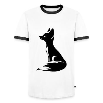Élégant Mignon Fox Tattoo Style Portrait - T-shirt contrasté Homme - blanc/noir - Devant - AI Model Female 172 light (172cm) & AI Model Male 178 dark (178cm)
