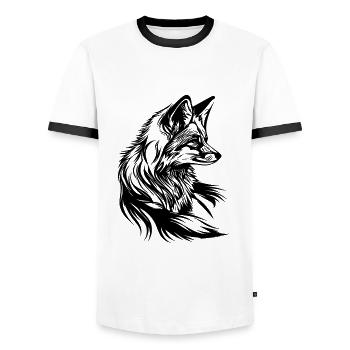 Petit renard mignon portrait tatouage encre - T-shirt contrasté Homme - blanc/noir - Devant - AI Model Female 172 light (172cm) & AI Model Male 178 dark (178cm)