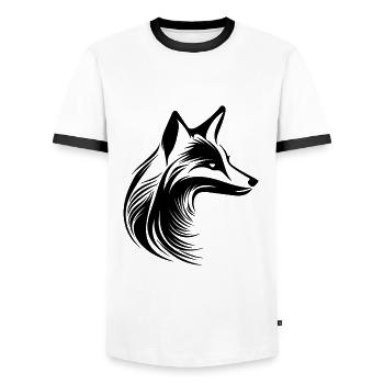Beau portrait de renard tatoué - T-shirt contrasté Homme - blanc/noir - Devant - AI Model Female 172 light (172cm) & AI Model Male 178 dark (178cm)