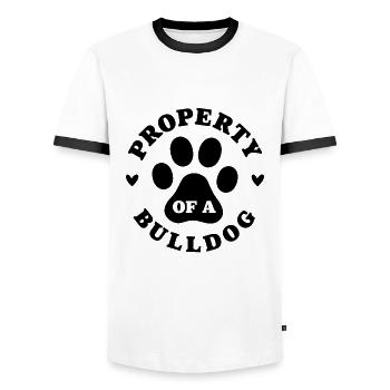 Eigentum einer Bulldogge - Männer Kontrast-T-Shirt - Weiß/Schwarz - Vorne - AI Model Female 172 light (172cm) & AI Model Male 178 dark (178cm)