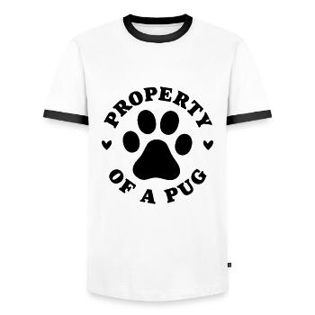 Property of a Pug - Men's Ringer Shirt - white/black - Front - AI Model Female 172 light (172cm) & AI Model Male 178 dark (178cm)