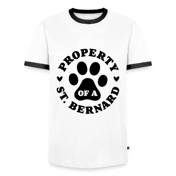Property of a St Bernard - Men's Ringer Shirt - white/black - Front - AI Model Female 172 light (172cm) & AI Model Male 178 dark (178cm)