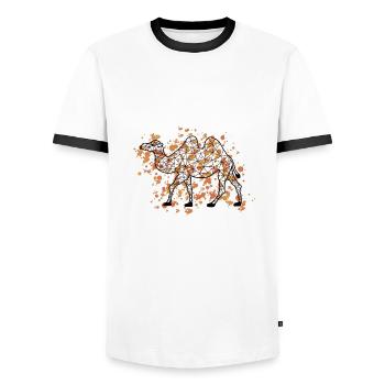 Camell GeomeTRIX bunt - Männer Kontrast-T-Shirt - Weiß/Schwarz - Vorne - AI Model Female 172 light (172cm) & AI Model Male 178 dark (178cm)