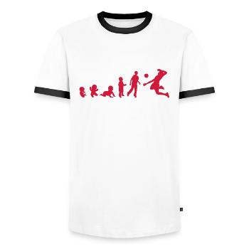 evolution homme human sport volleyball - T-shirt contrasté Homme - blanc/noir - Devant - AI Model Female 172 light (172cm) & AI Model Male 178 dark (178cm)