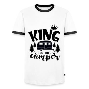 The king of the motorhome - Men's Ringer Shirt - white/black - Front - AI Model Female 172 light (172cm) & AI Model Male 178 dark (178cm)