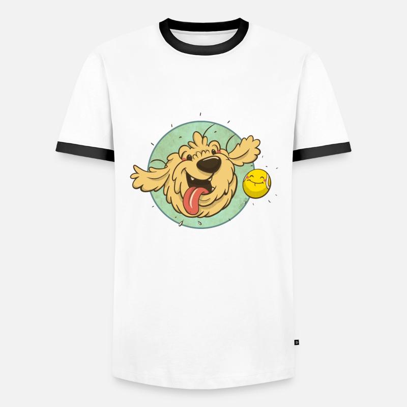 cockapoo Thor mit Tennisball - Männer Kontrast-T-Shirt - Weiß/Schwarz