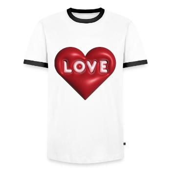 Love 3D rouge - T-shirt contrasté Homme - blanc/noir - Devant - AI Model Female 172 light (172cm) & AI Model Male 178 dark (178cm)