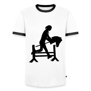 Hobby Horse Hobbyhorsing Rider - Men's Ringer Shirt - white/black - Front - AI Model Female 172 light (172cm) & AI Model Male 178 dark (178cm)