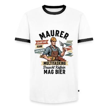 The Mason - Men's Ringer Shirt - white/black - Front - AI Model Female 172 light (172cm) & AI Model Male 178 dark (178cm)