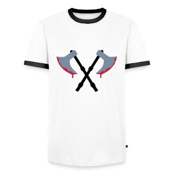 Axt - Blut - Männer Kontrast-T-Shirt - Weiß/Schwarz - Vorne - AI Model Female 172 light (172cm) & AI Model Male 178 dark (178cm)