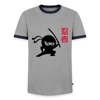Ninja samurai japanese cartoon - Men's Ringer Shirt - grey/navy  - Front - AI Model Female 172 light (172cm) & AI Model Male 178 light (178cm)