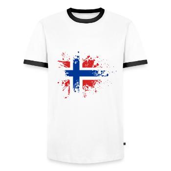 Norway Flag Scandinavia Norwegian Flag - Men's Ringer Shirt - white/black - Front - AI Model Female 172 light (172cm) & AI Model Male 178 dark (178cm)