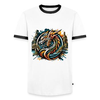 Dragon Tête de Dragon Logo Ruine Drachenfels - T-shirt contrasté Homme - blanc/noir - Devant - AI Model Female 172 light (172cm) & AI Model Male 178 dark (178cm)