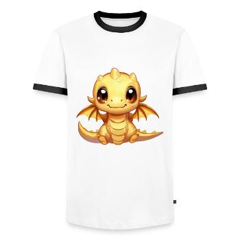 Dragon Fantasy Art - Men's Ringer Shirt - white/black - Front - AI Model Female 172 light (172cm) & AI Model Male 178 dark (178cm)