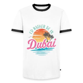 Je préfère être à Dubaï - T-shirt contrasté Homme - blanc/noir - Devant - AI Model Female 172 light (172cm) & AI Model Male 178 dark (178cm)