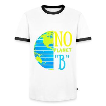 No Planet "B"/ Rettet die Erde/ Tag der Erde - Männer Kontrast-T-Shirt - Weiß/Schwarz - Vorne - AI Model Female 172 light (172cm) & AI Model Male 178 dark (178cm)
