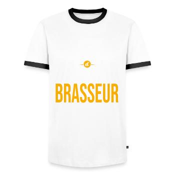 Beruf BREWER authentische Zitate Beruf - Männer Kontrast-T-Shirt - Weiß/Schwarz - Vorne - AI Model Female 172 light (172cm) & AI Model Male 178 dark (178cm)