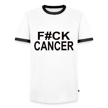 Cancer "Fuck cancer" - Männer Kontrast-T-Shirt - Weiß/Schwarz - Vorne - AI Model Female 172 light (172cm) & AI Model Male 178 dark (178cm)