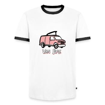 VAN LIFE VANLIFER NOMADS - T-shirt contrasté Homme - blanc/noir - Devant - AI Model Female 172 light (172cm) & AI Model Male 178 dark (178cm)