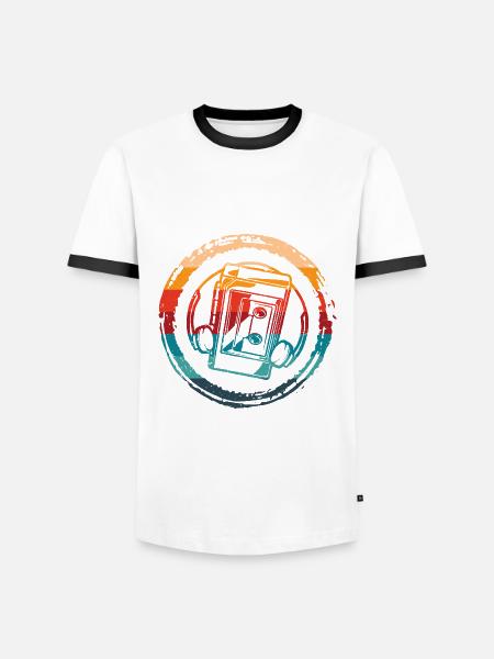 Portable Cassette Player Retro - Men's Ringer Shirt - white/black