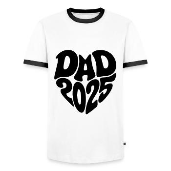 Dad 2025 Heart Shape Father Baby Heart Shape Dad 2025 - Men's Ringer Shirt - white/black - Front - AI Model Female 172 light (172cm) & AI Model Male 178 dark (178cm)