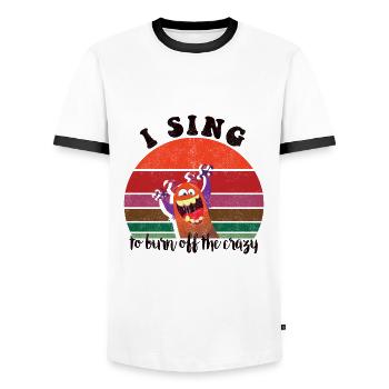 Chanter brûler fou rétro coucher de soleil sombre copie - T-shirt contrasté Homme - blanc/noir - Devant - AI Model Female 172 light (172cm) & AI Model Male 178 dark (178cm)