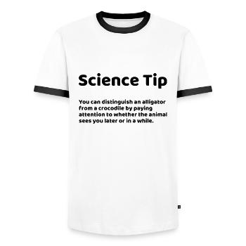 Science Tip Funny Saying - Men's Ringer Shirt - white/black - Front - AI Model Female 172 light (172cm) & AI Model Male 178 dark (178cm)