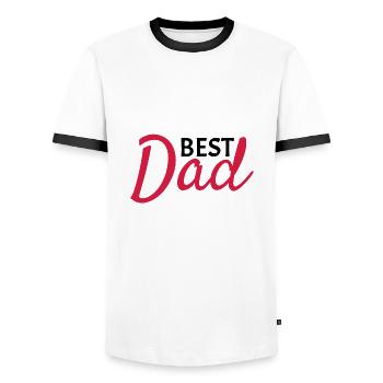 Best Dad - Men's Ringer Shirt - white/black - Front - AI Model Female 172 light (172cm) & AI Model Male 178 dark (178cm)